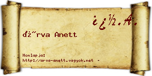 Árva Anett névjegykártya