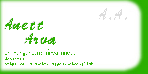 anett arva business card